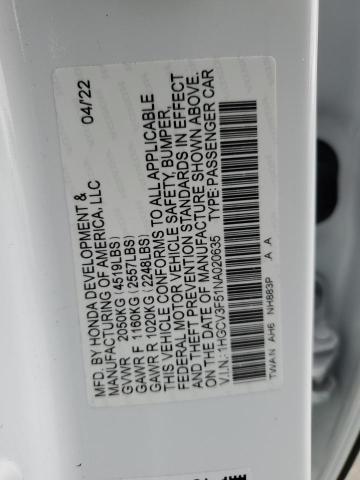 2022 HONDA ACCORD HYBRID EXL 1HGCV3F51NA020635