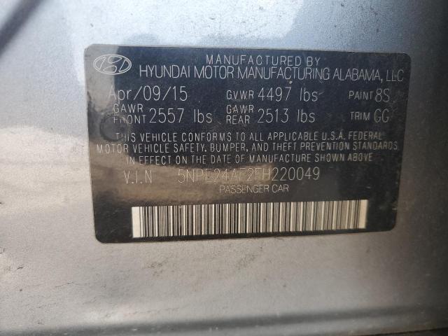 2015 HYUNDAI SONATA SE 5NPE24AF2FH220049
