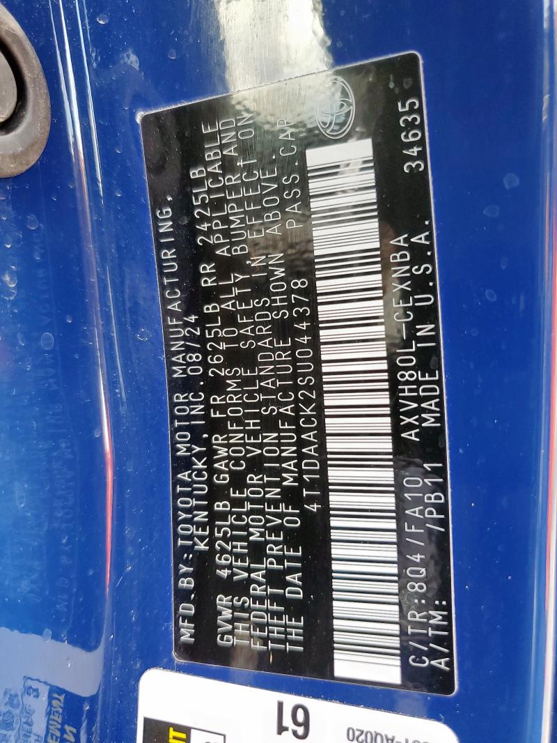 2025 TOYOTA CAMRY XSE 4T1DAACK2SU044378