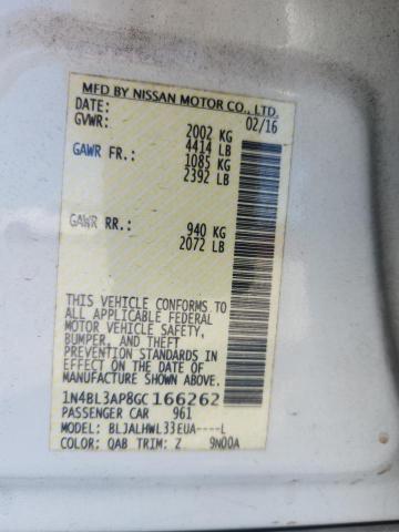 2016 NISSAN ALITMA 1N4BL3AP8GC166262