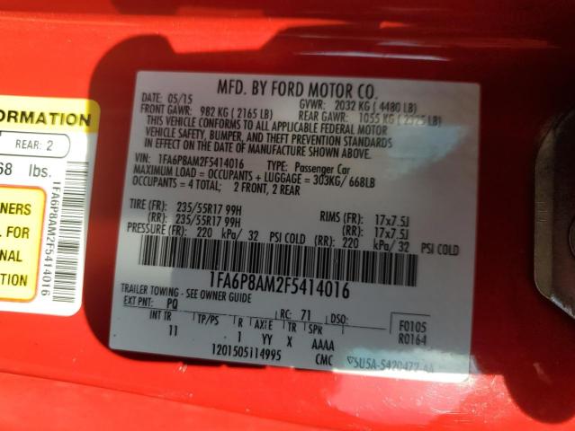 2015 FORD MUSTANG - 1FA6P8AM2F5414016