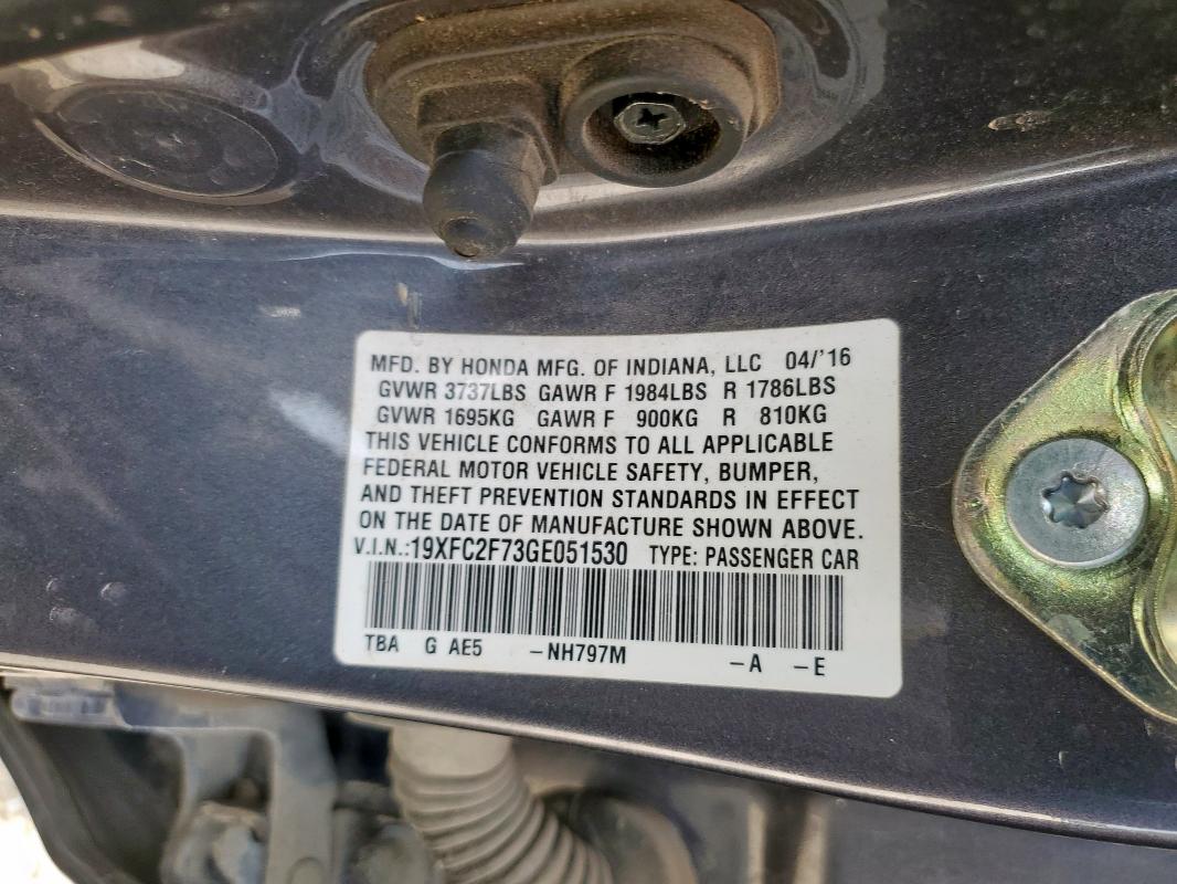 2016 HONDA CIVIC EX 19XFC2F73GE051530