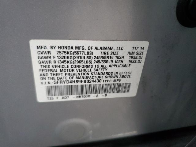 2015 ACURA MDX ADVANCE 5FRYD4H89FB024430