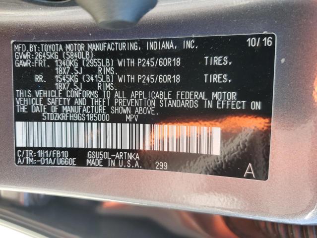 2016 TOYOTA HIGHLANDER 5TDZKRFH9GS185000