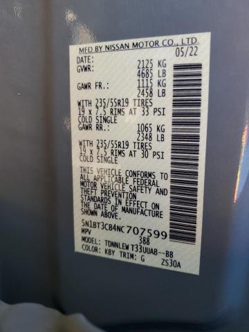 2022 NISSAN ROGUE SL 5N1BT3CB4NC707599