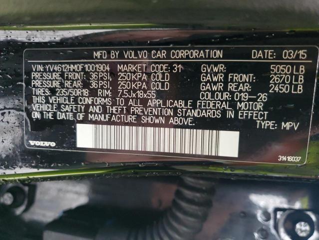 2015 VOLVO V60 CROSS YV4612HM0F1001904