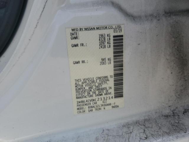 2019 NISSAN ALTIMA SR 1N4BL4CV0KC213214