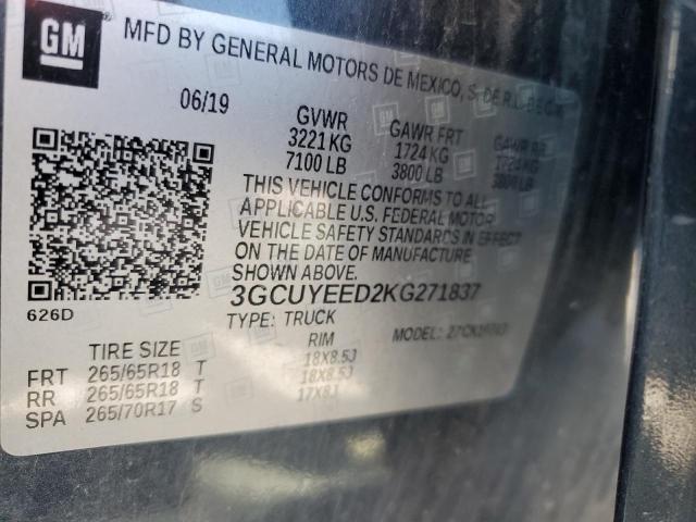 2019 CHEVROLET SILVERADO K1500 RST 3GCUYEED2KG271837