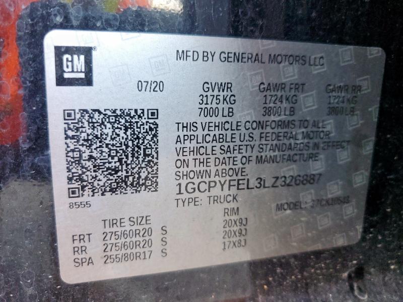 2020 CHEVROLET SILVERADO K1500 LT TRAIL BOSS 1GCPYFEL3LZ326887