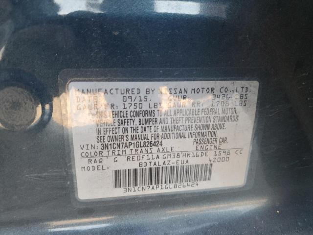 2016 NISSAN VERSA S 3N1CN7AP1GL826424