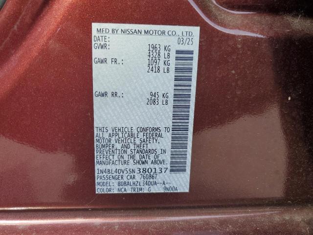 2025 NISSAN ALTIMA SV 1N4BL4DV5SN380137