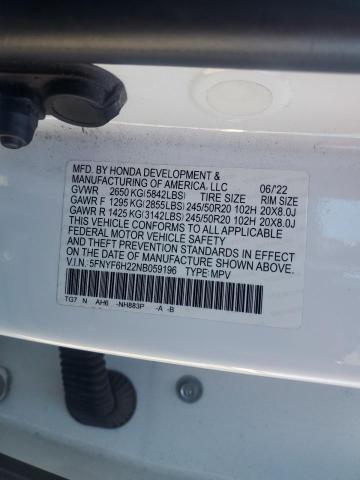 2022 HONDA PILOT SE - 5FNYF6H22NB059196