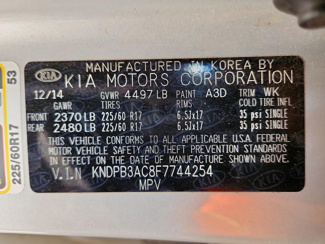 2015 KIA SPORTAGE L KNDPB3AC8F7744254