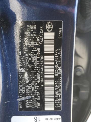 2018 TOYOTA AVALON XLE 4T1BK1EB4JU278702