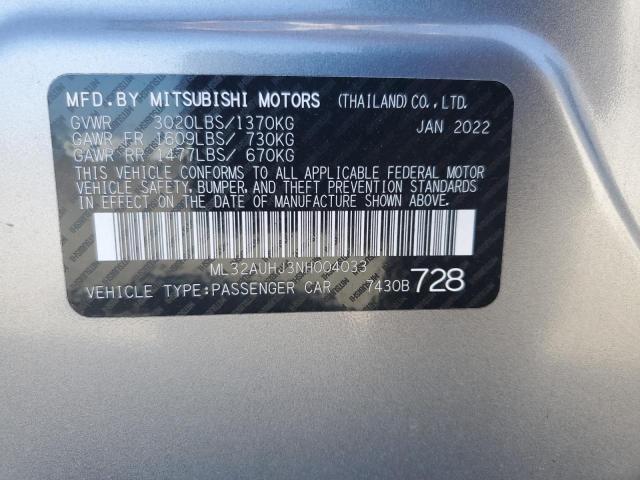 2022 MITSUBISHI MIRAGE ES ML32AUHJ3NH004033