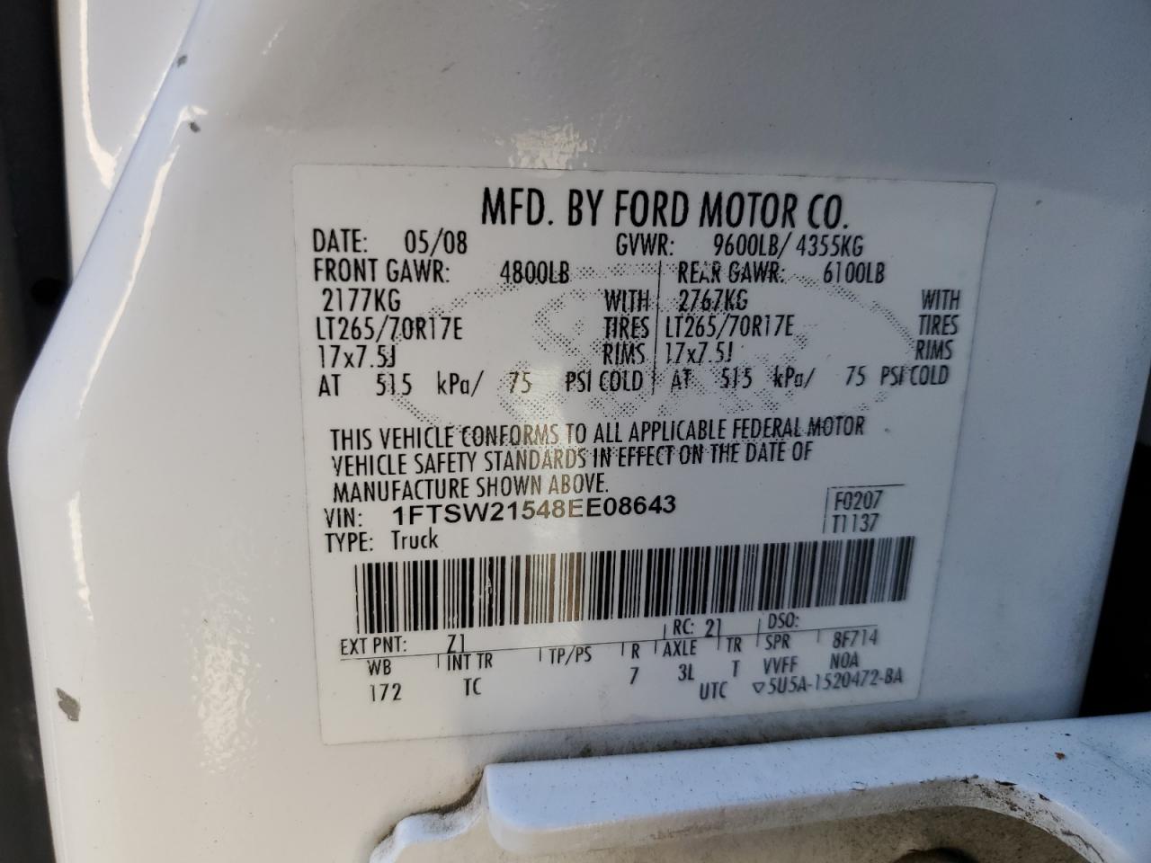 Lot #3264456421 2008 FORD F250 SUPER DUTY