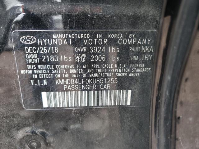 2019 HYUNDAI ELANTRA SEL KMHD84LF0KU851255