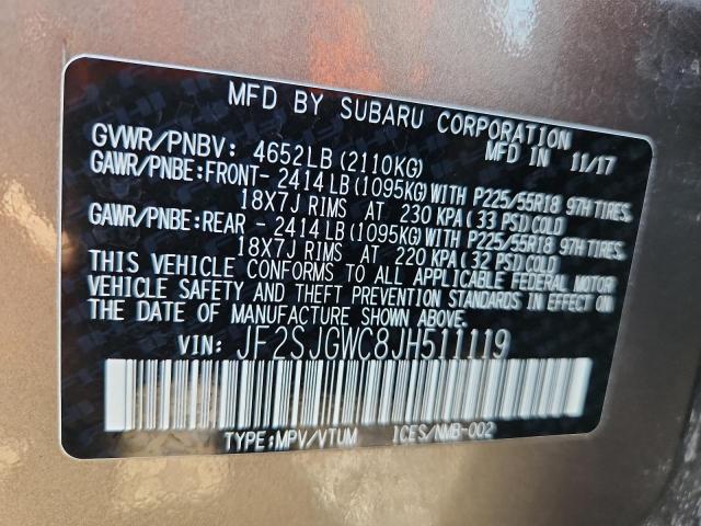 2018 SUBARU FORESTER 2 JF2SJGWC8JH511119