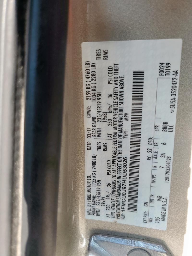 2017 FORD ESCAPE TIT - 1FMCU0J97HUD53026