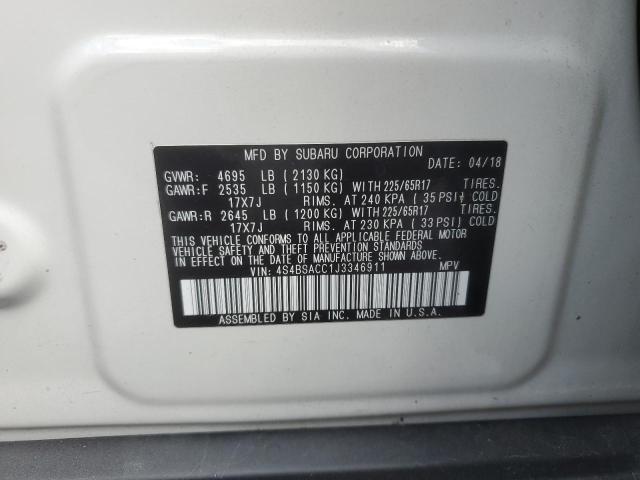 2018 SUBARU OUTBACK 2. 4S4BSACC1J3346911