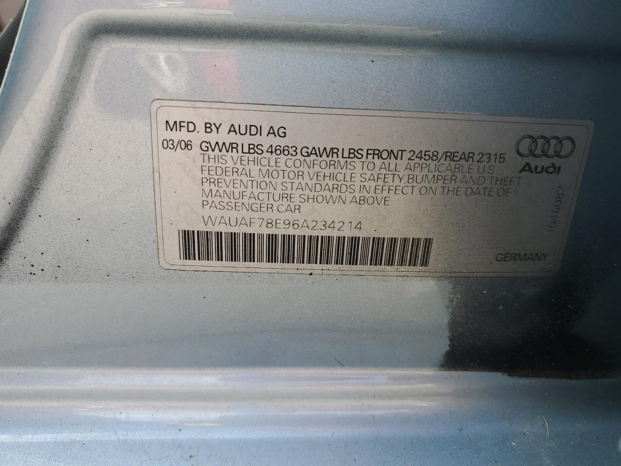 Lot #3282521881 2006 AUDI A4 2 TURBO