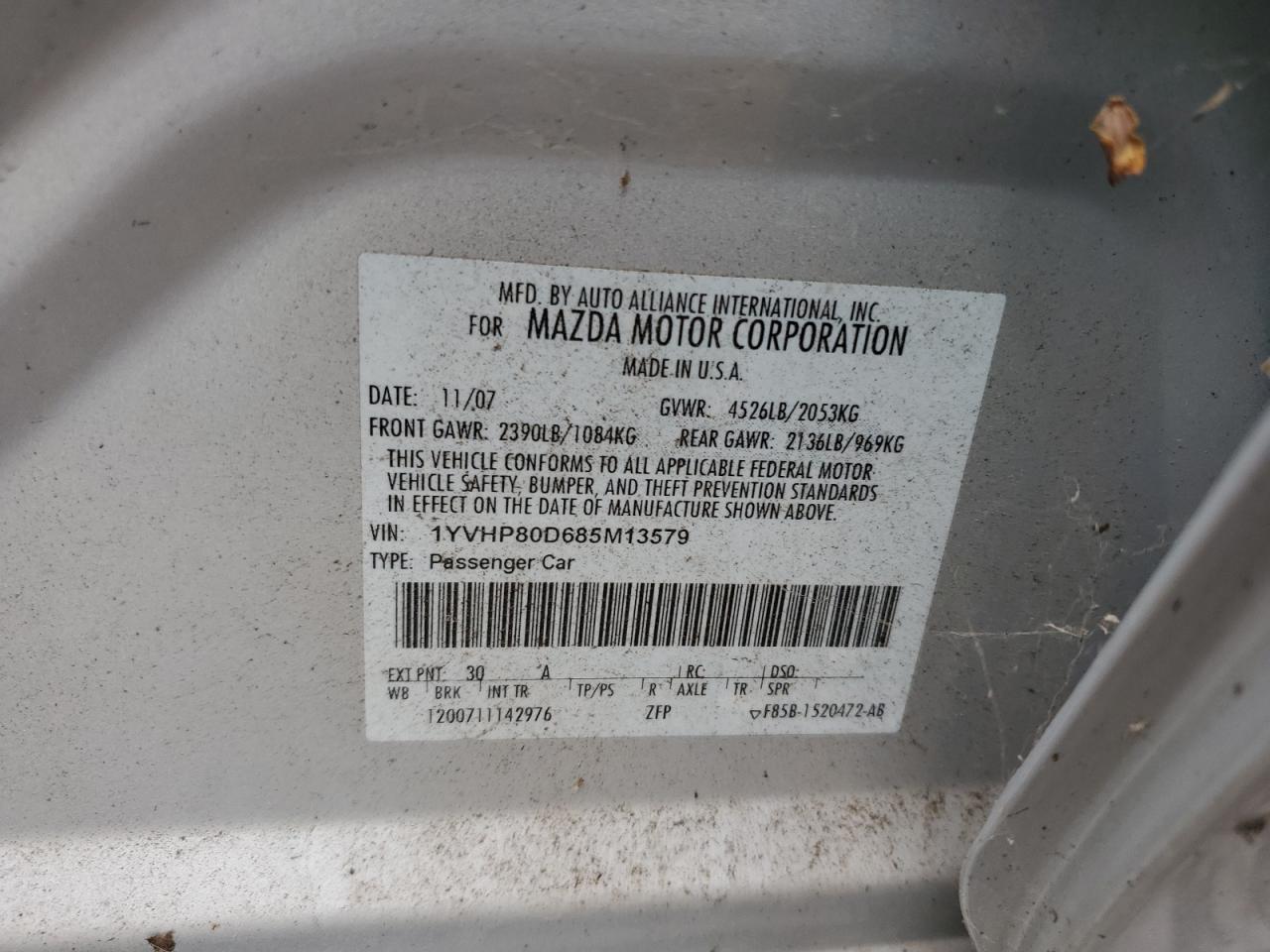 Lot #3245985182 2008 MAZDA 6 S