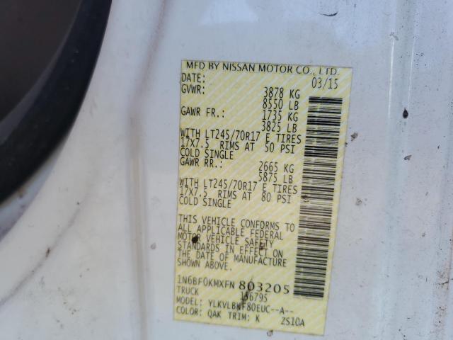 2015 NISSAN NV 1500 1N6BF0KMXFN803205