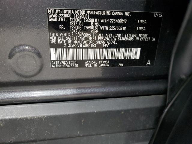 2020 TOYOTA RAV4 XSE 2T3EWRFV4LW063453