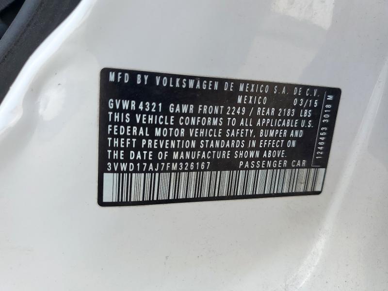2015 VOLKSWAGEN JETTA SE 3VWD17AJ7FM326167