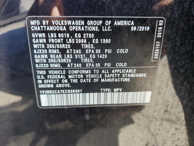 2019 VOLKSWAGEN ATLAS SEL 1V2RR2CA7KC606361