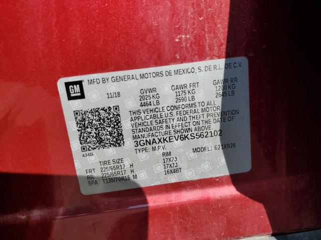 2019 CHEVROLET EQUINOX LT 3GNAXKEV6KS562102