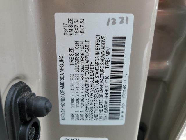 2017 HONDA CR-V EXL 5J6RW1H84HL011710
