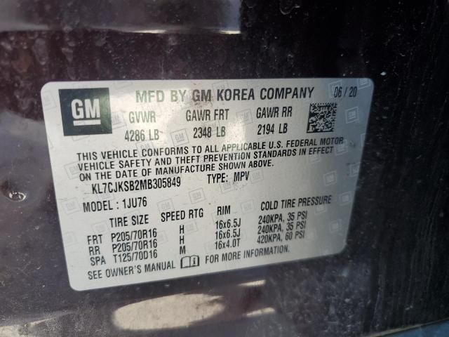 2021 CHEVROLET TRAX LS KL7CJKSB2MB305849