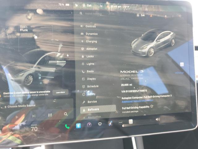 2020 TESLA MODEL 3 5YJ3E1EB1LF746672