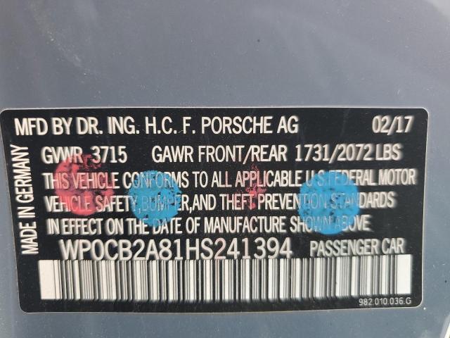 2017 PORSCHE BOXSTER S WP0CB2A81HS241394