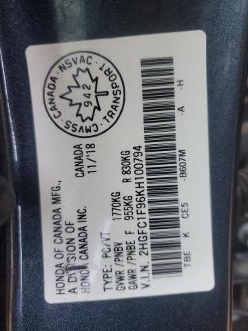 2019 HONDA CIVIC TOUR 2HGFC1F96KH100794
