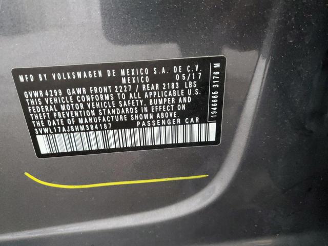 2017 VOLKSWAGEN JETTA SEL 3VWL17AJ8HM384187