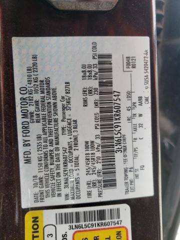 2019 LINCOLN MKZ RESERV 3LN6L5C91KR607547