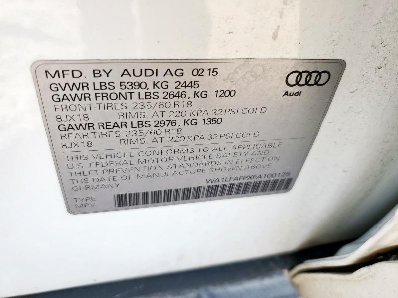 2015 AUDI Q5 PREMIUM WA1LFAFPXFA100125