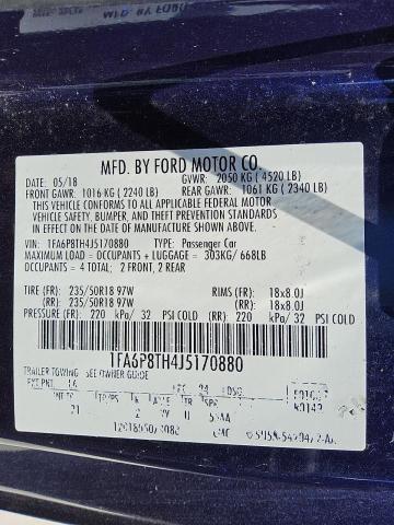 2018 FORD MUSTANG 1FA6P8TH4J5170880