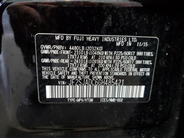 2016 SUBARU FORESTER 2 - JF2SJADC6GH485421
