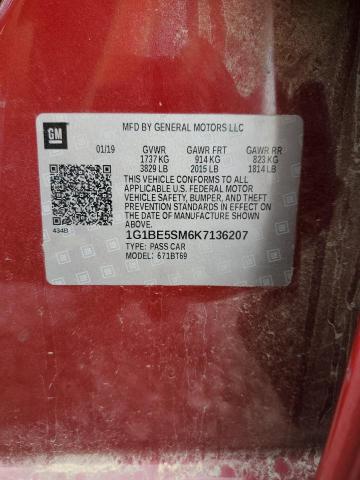 2019 CHEVROLET CRUZE LT 1G1BE5SM6K7136207