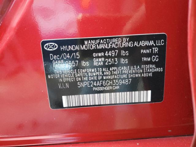 2016 HYUNDAI SONATA SE 5NPE24AF6GH359487