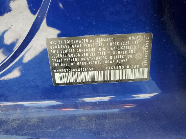 2022 VOLKSWAGEN GOLF R WVWFB7CD0NW126150