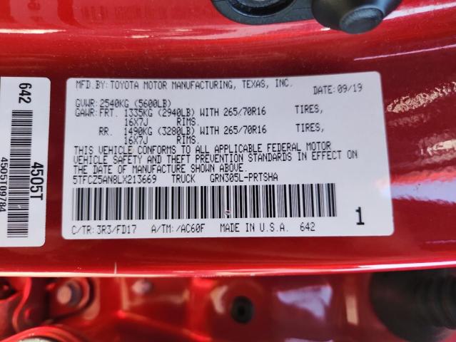 2020 TOYOTA TACOMA DOU 5TFCZ5AN8LX213669