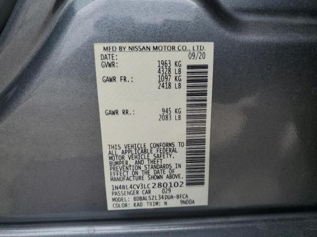 2020 NISSAN ALTIMA SR 1N4BL4CV3LC280102