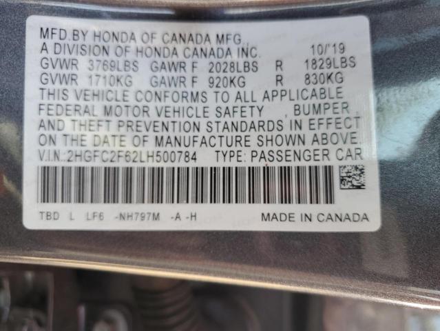 2020 HONDA CIVIC LX 2HGFC2F62LH500784