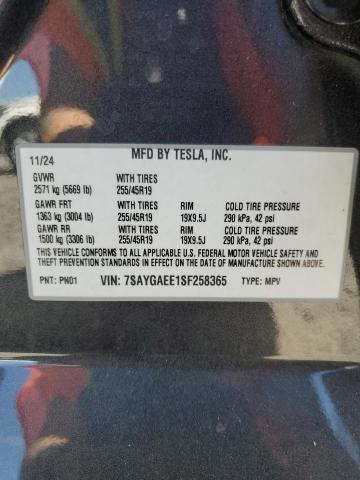 2025 TESLA MODEL Y 7SAYGAEE1SF258365
