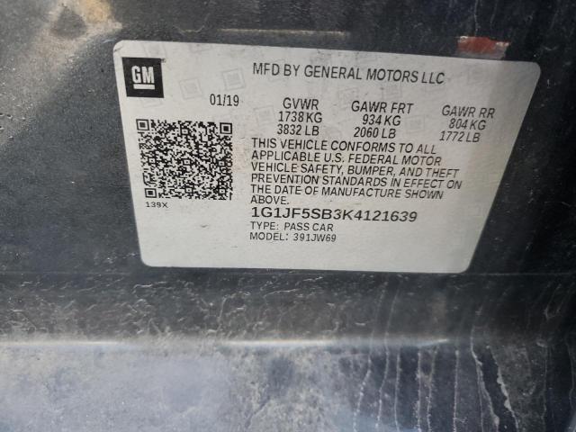 2019 CHEVROLET SONIC PREM 1G1JF5SB3K4121639