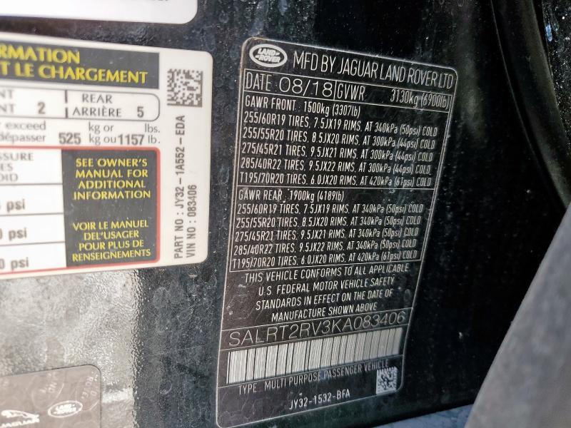 2019 LAND ROVER DISCOVERY - SALRT2RV3KA083406